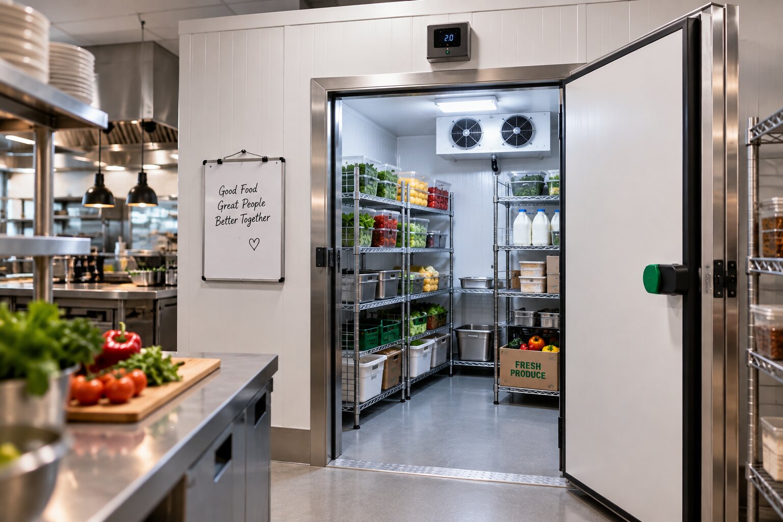 fresh produce in a professional restaurant coolroom